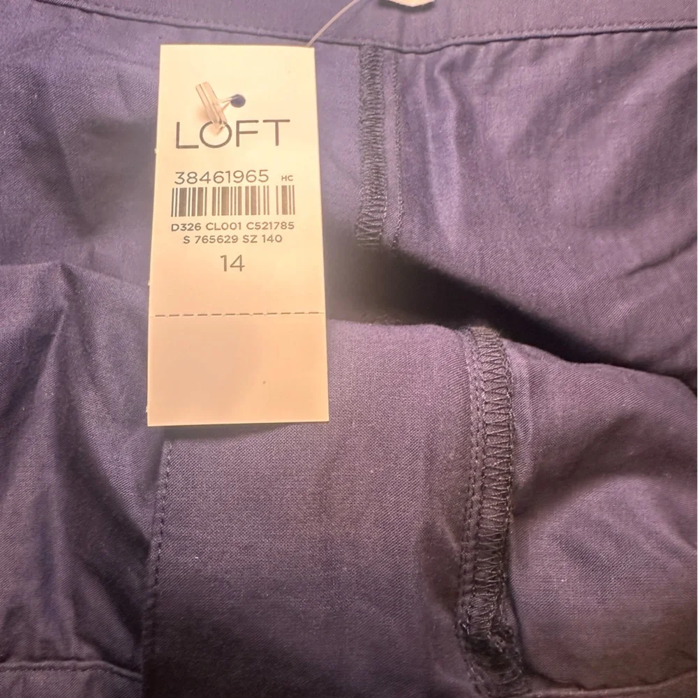 Loft Women's Floral Eyelet Pleated High Waist Navy Shorts Size 14 - Picture 5 of 6